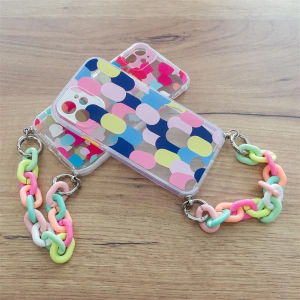 COLOUR CHAIN CASE GEL FLEXIBLE CASE MED CHAIN CHARM TIL IPHONE 8 PLUS / IPHONE 7 PLUS MULTICOLOR