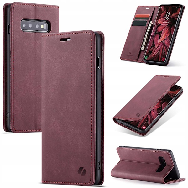 Spacecase Väska Galaxy S10+ Rött Läder Telefonskäl