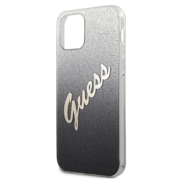 Guess GUHCP12LPCUGLSBK iPhone 12 Pro Max 6.7 svart/svart hardt deksel Glitter Gradient Script