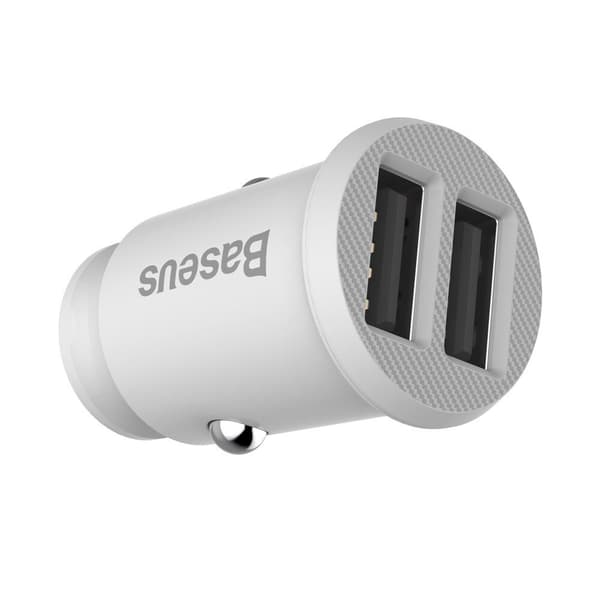 Baseus Grain Car Charger mini billader 2x USB 3.1A hvit (CCALL-ML02)