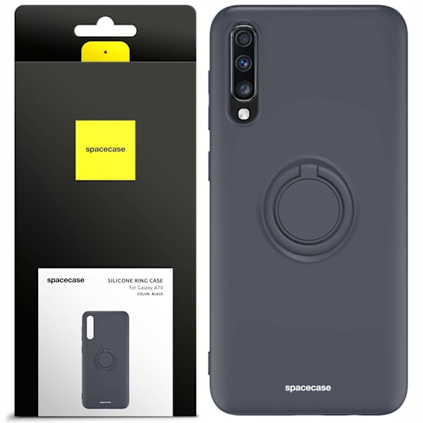 Spacecase Silikonecase Ring För Samsung Galaxy A70 Svart Skydd