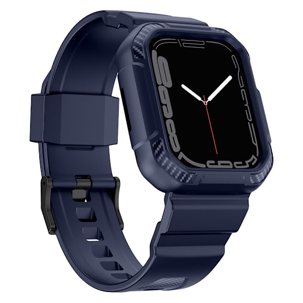 Kingxbar CYF106 2-i-1 pansret etui til Apple Watch SE 8, 7, 6, 5, 4, 3, 2, 1 (41, 40, 38 mm) med blå stropp