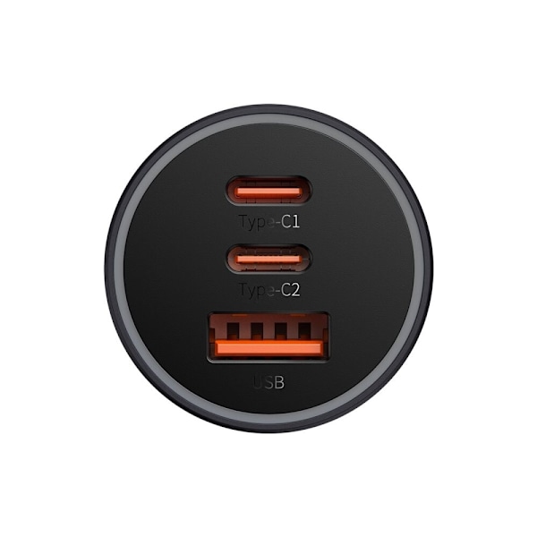 Baseus Golden Contactor Pro billader USB-A + 2x USB-C 65W mørkegrå (CGJP010013)