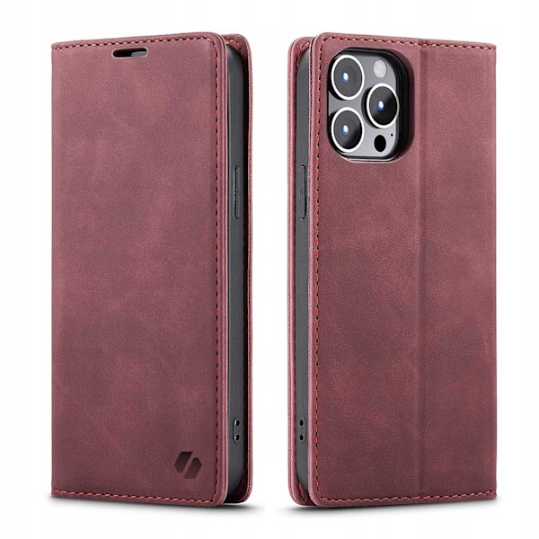 Spacecase Pålbocksväska För Iphone 15 Pro Max Rött Läderfodral
