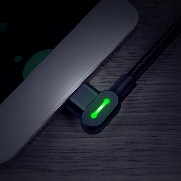 MCDODO VINKELKABEL 90° MICRO USB SNABBLADDNING DUBBELSIDIG QC 3 LED 2M