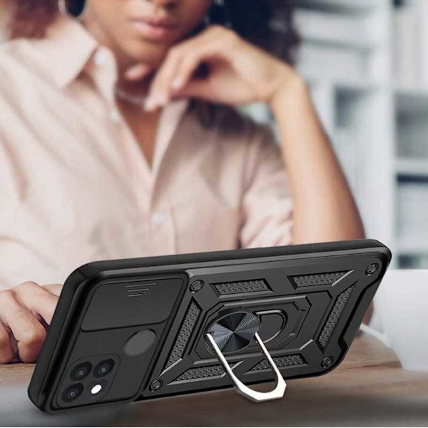 Spacecase Case Cover För Oppo A15 A15S Svart Sc Camring