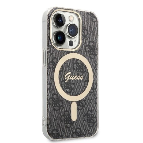Guess Set MagSafe lader + etui iPhone 14 Pro 6.1 Black 4G Print (GUBPP14LH4EACSK)