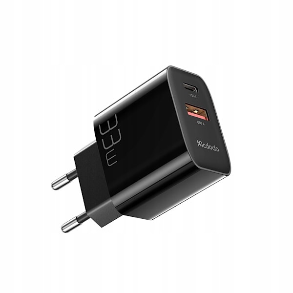 Mcdodo telefonlader, snabb, USB, USB-C, 33W, kabel inkludert, 60W, svart