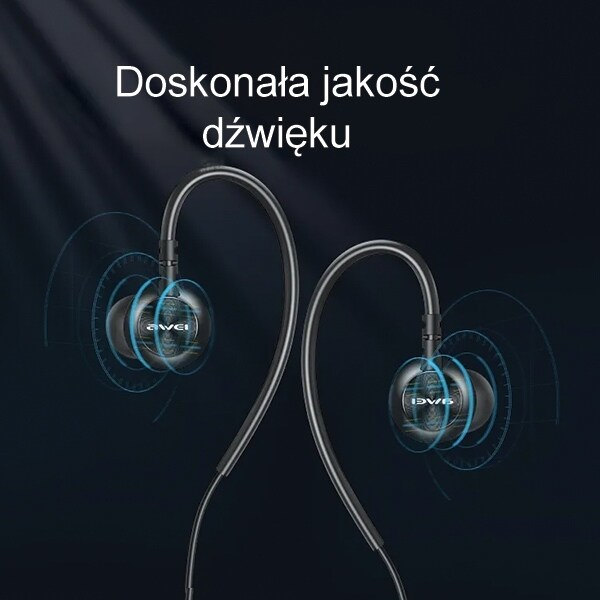AWEI L3 stereohörlurar 3,5 mm jack svart/svart