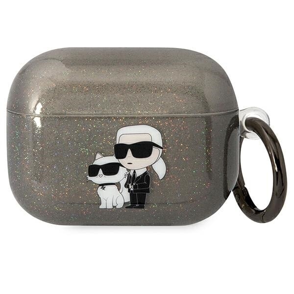 Karl Lagerfeld KLAPHNKCTGK veske til AirPods Pro - svart Glitter Karl&Choupette