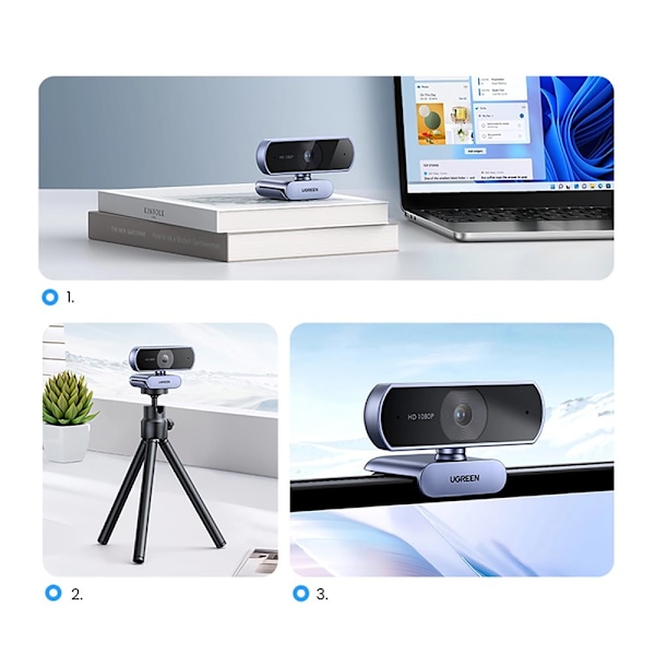 Ugreen CM678 USB HD Webcam - Grå