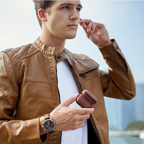 UNIQ Terra AirPods Pro ekte skinnveske oliven/oliven