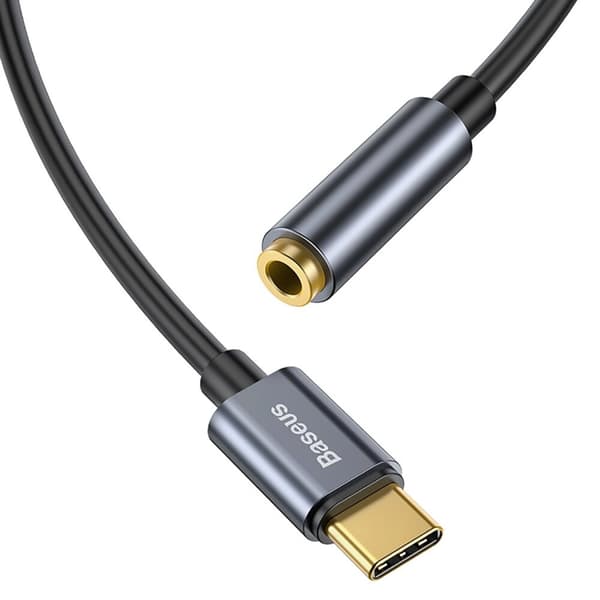 Baseus L54 Adapter for USB-C Hodetelefon / Mini Jack 3,5 mm DAC 24-bit 48 KHz - Grå