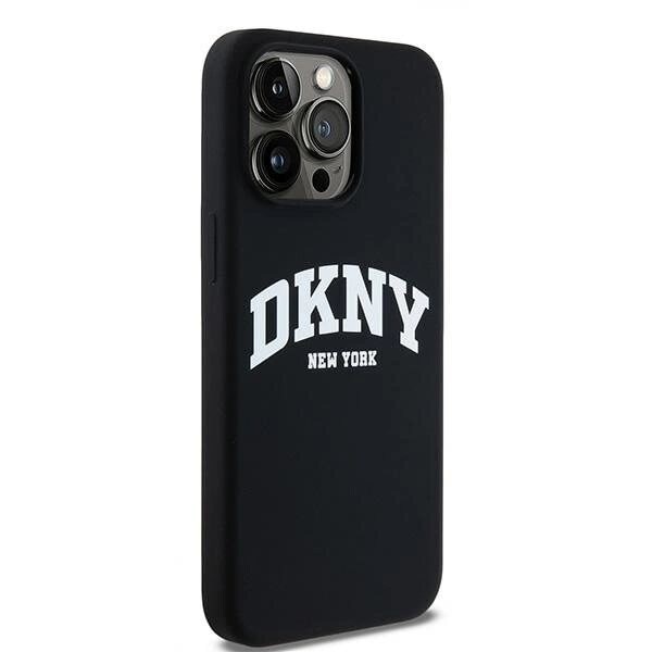 DKNY flytende silikon Hvittrykt logo MagSafe-deksel til iPhone 13 Pro Max - Svart
