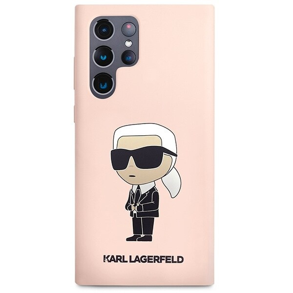 Karl Lagerfeld KLHCS23LSNIKBCP Sam S23 Ultra S918 Hard Case - Rosa Silikon Ikonik