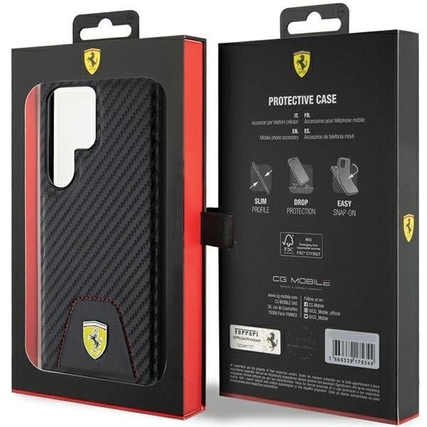 Ferrari Carbon Stitched Based Case for Samsung Galaxy S24 Ultra - Svart