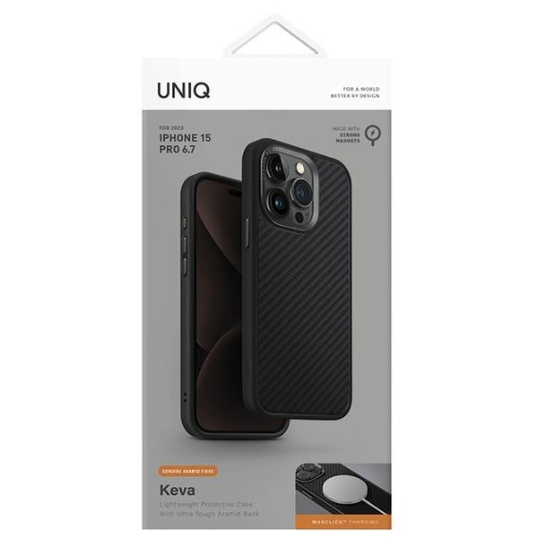 UNIQ-deksel Keva iPhone 15 Pro Max 6.7 Magclick Oppladbar svart/kullsvart