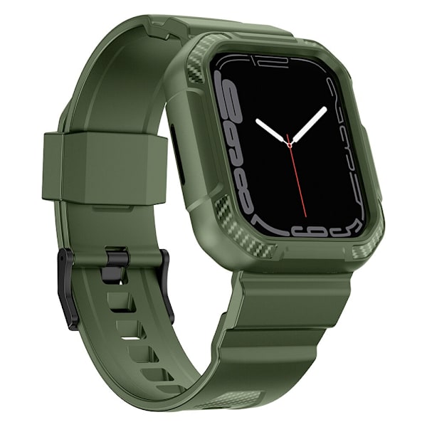 Kingxbar CYF106 2-i-1 pansret veske for Apple Watch SE 8, 7, 6, 5, 4, 3, 2, 1 (41, 40, 38 mm) med stropp grønn