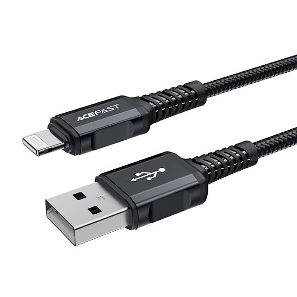 ACEFAST KABEL LANG STÆRK MFI USB - LYN 1,8M, 2,4A SORT