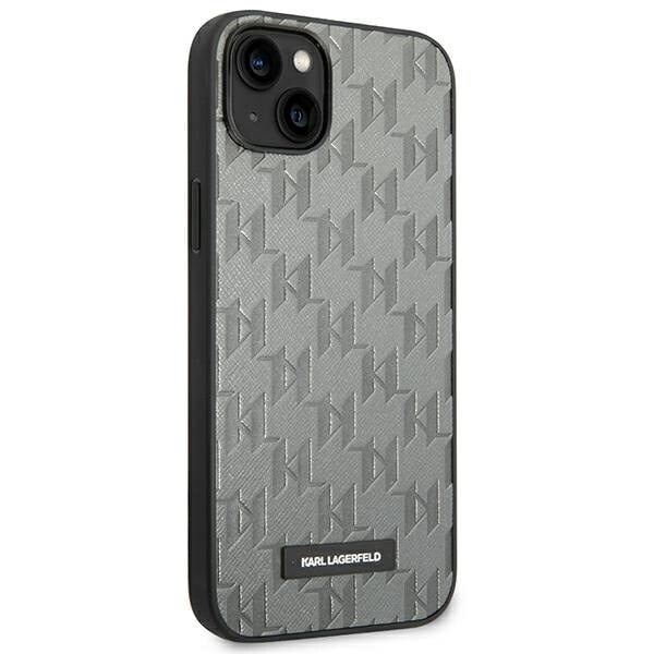 KARL LAGERFELD SAFFIANO MONO METAL LOGO ETUI TIL IPHONE 14 PLUS - GRÅ