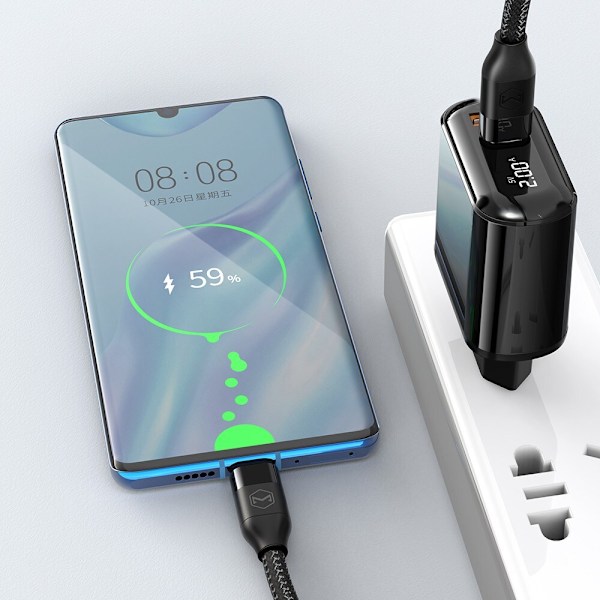 McDodo-nettladdare, universal, rask PD-nedlasting, 20W, 2xUSB, USB-C, LCD