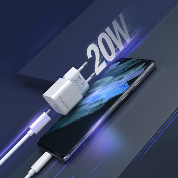 CHOETECH HURTIG NETVÆRKSLADER LILLE, HANDY, HOLDBAR 20W USB TYPE C