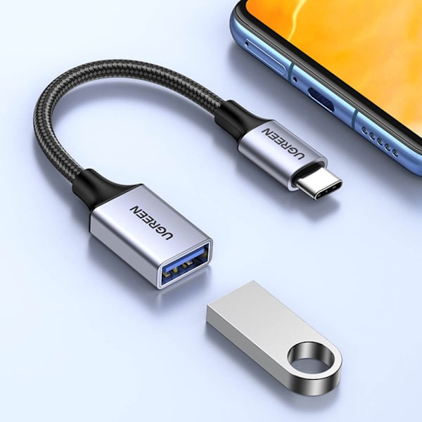 Ugreen OTG-adapterkabel USB-C (hann) - USB-A (hunn) 5 Gb/s 0,15 m svart (US378)