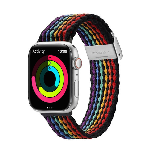 Dux Ducis-bånd (blandingsversjon) Apple Watch SE-bånd 8, 7, 6, 5, 4, 3, 2, 1 (41, 40, 38 mm) flettet bånd, mørke striper
