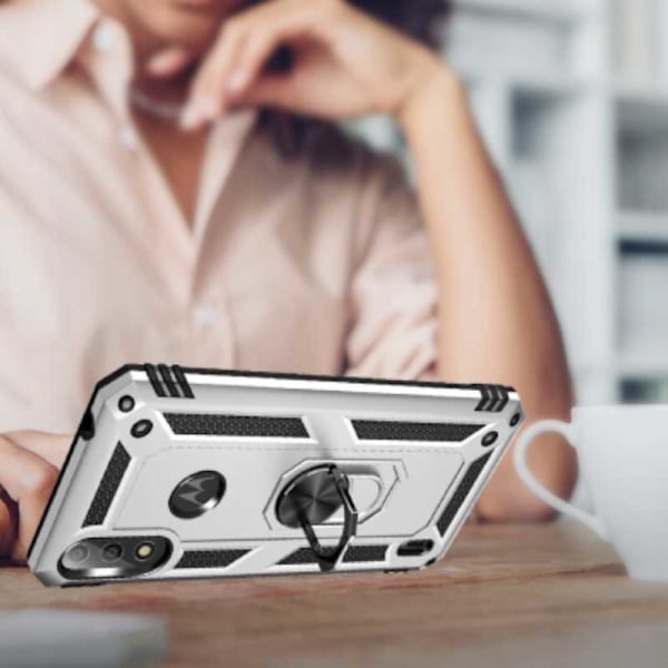 Spacecase Case Cover Till Motorola E7 E7I Power Silver Ring Nx