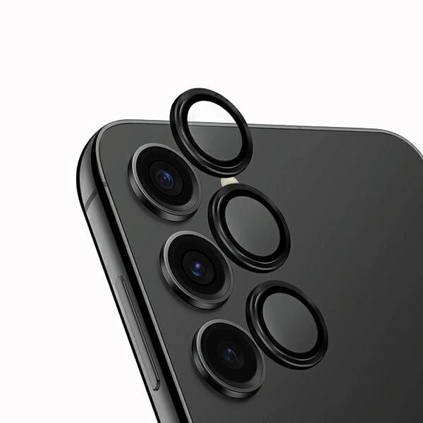 UNIQ OPTIX ALUMINIUM KAMERALINSEBESKYTTER TIL SAMSUNG GALAXY S24+ KAMERALINSE MED APPLIKATOR - SORT