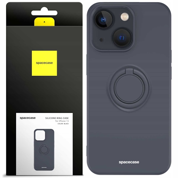 Spacecase Silikonecase Ring För Iphone 13 Svart Skydd