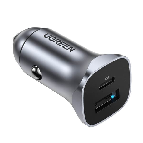 Ugrønn hurtig billader USB-A / USB-C 30W PD PPS grå (CD130)