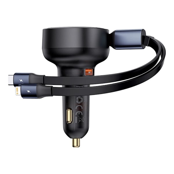 Baseus Enjoyment USB-A billader med USB-C / Lightning 60W kabel - svart