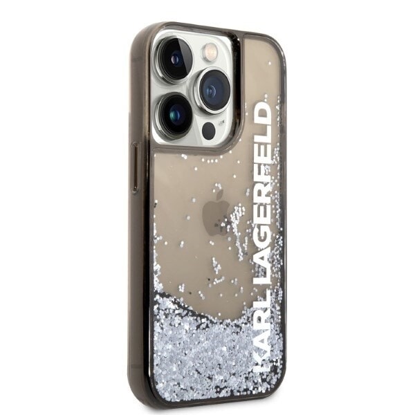 KARL LAGERFELD LIQUID GLITTER ELONG ETUI TIL IPHONE 14 PRO - SORT