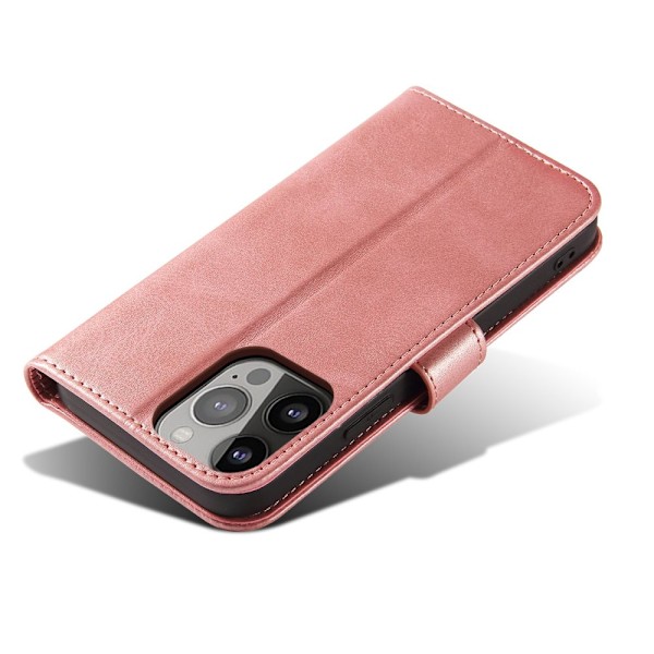 Magnet Case stilig deksel med klaff og stativ funksjon for iPhone 13 Pro Max rosa