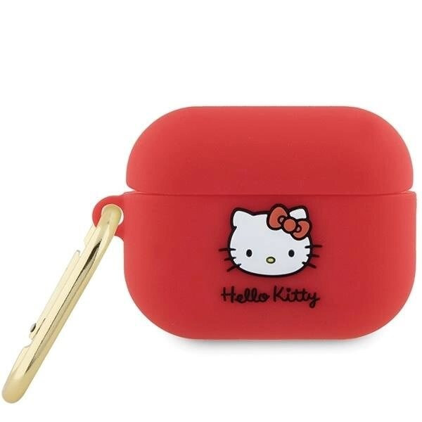 Hello Kitty Silikon 3D Kitty hodedeksel for AirPods Pro 2 (2022/2023) - rød