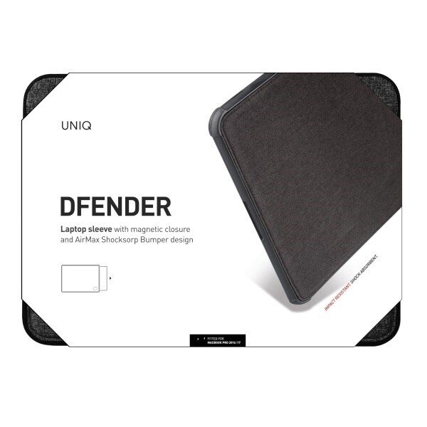 UNIQ veske Dfender laptop Sleeve 16 sort/kullsvart