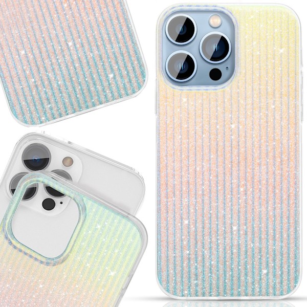 Kingxbar Travel Series Luxury Elegant Case for iPhone 13 Pro blå og oransje (skyer)