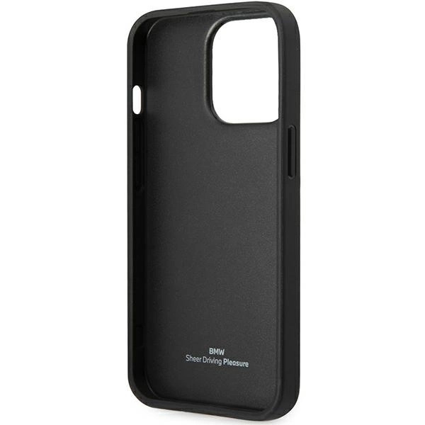 BMW LÆDER BLUE DOTS ETUI TIL IPHONE 14 PRO - SORT