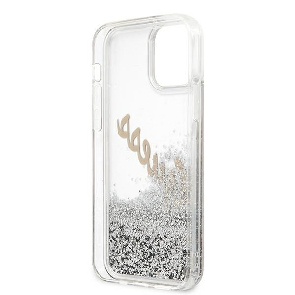 Guess GUHCP12LGLVSSI iPhone 12 Pro Max 6.7 sølv/sølv hardt deksel Glitter Vintage Script