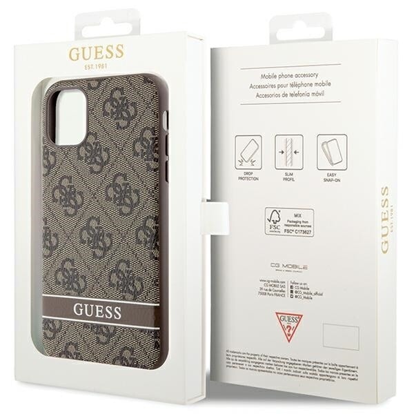 Guess GUHCN61P4SNW deksel til iPhone 11 / Xr - brun 4G Stripe