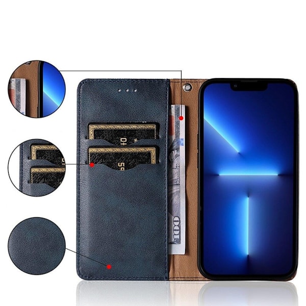 Magnet Strap Case Veske for Xiaomi Redmi Note 11 lommebokbeskyttelse + Mini Nøkkelbånd anheng blå