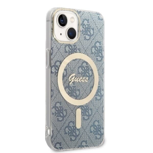 Guess sett MagSafe lader + etui iPhone 14 Plus 6.7 blå 4G Print (GUBPP14MH4EACSB)