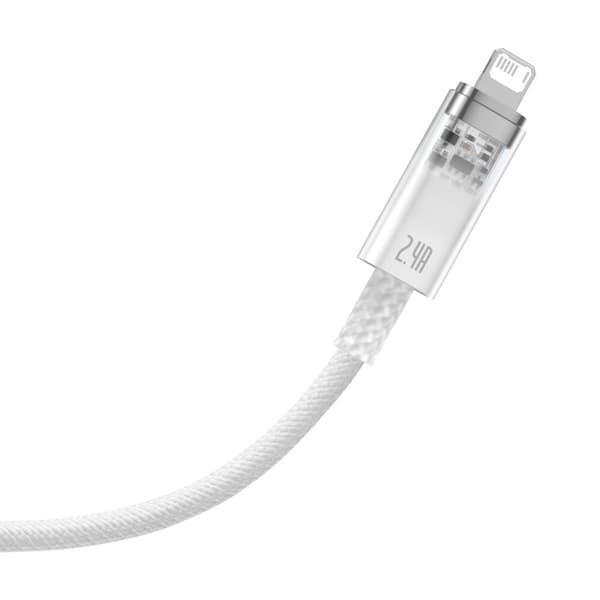 Baseus Explorer-serien USB-kabel - Lightning 2.4A 2 m hvit (CATS010102)