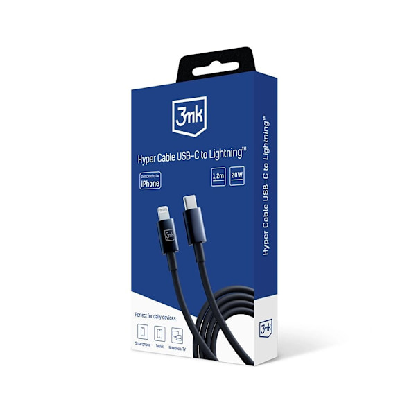 3mk Hyperkabel USB-C / Lightning 20W 1,2m - svart