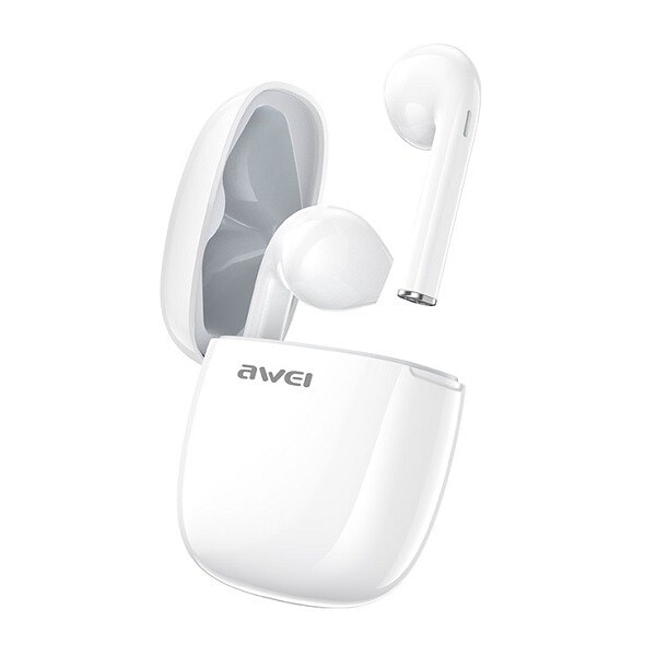 AWEI Bluetooth 5.0 T28 TWS hörlurar + dockningsstation vit/vit