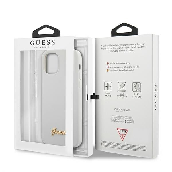 Guess GUHCP12SLSLMGWH iPhone 12 mini 5.4 hvit/hvit hardt deksel Metal Logo Script