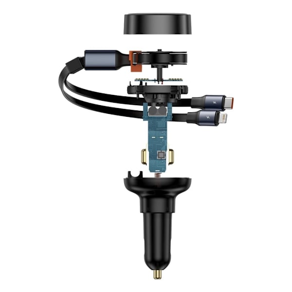 Baseus Enjoyment USB-A billader med USB-C / Lightning 60W kabel - svart