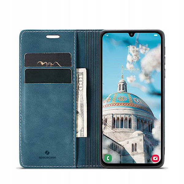 Spacecase Pålbockfodral För Samsung Galaxy A15 4G 5G Blåt Skydd
