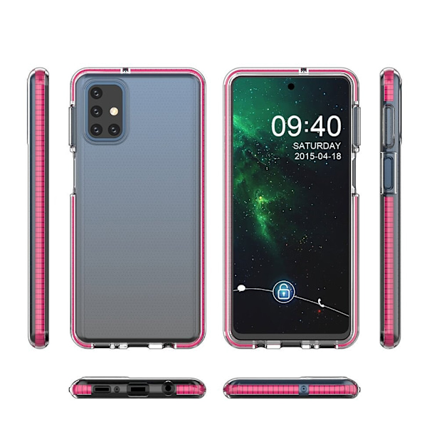 Spring Case, gel-deksel med fargerik ramme til Samsung Galaxy M51, mørkeblå